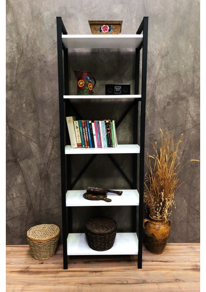 Rüya 5 Raflı Kitaplık Dekoratif Raf 180 x 60 cm . Ebat