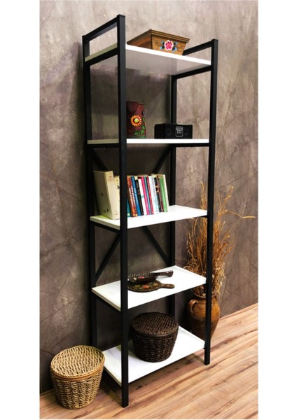 Rüya 5 Raflı Kitaplık Dekoratif Raf 180 x 60 cm . Ebat modelleri