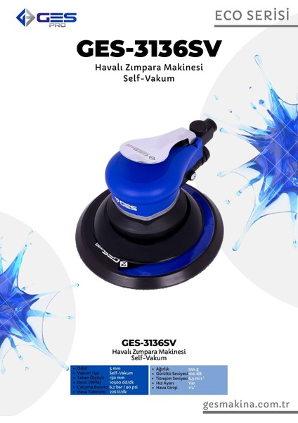Pro 3136SV Profesyonel Havalı Zımpara Makinesi/self-Vakum