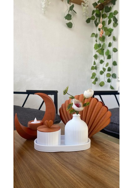Dekoratif Üçlü Modern Set + LED Mum