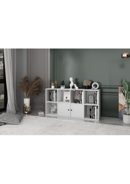 2 Kapakli Rafli Kitaplik 130 cm Beyaz KTP-1084-Ç fiyatları