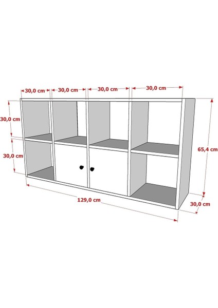 2 Kapakli Rafli Kitaplik 130 cm Beyaz KTP-1084-Ç indirimleri