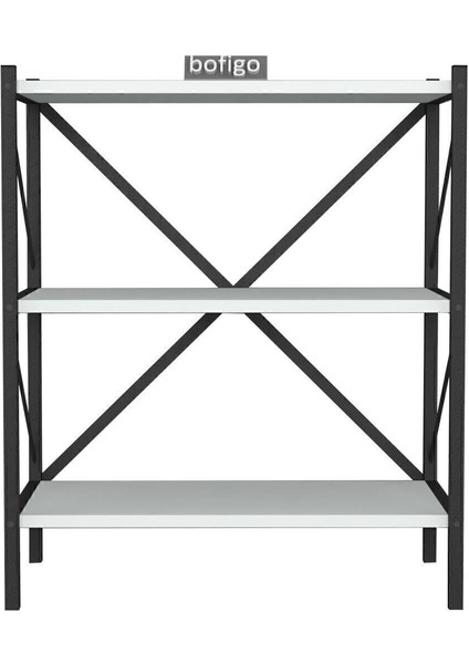 Dekoratif 3 Raflı Kitaplık Metal Kitaplık Beyaz modelleri