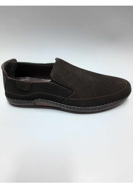 Hakiki Deri Hafif Rahat Bağcıksız Günlük Kahverengi Nubuk Yazlık Erkek Ayakkabı C-31158