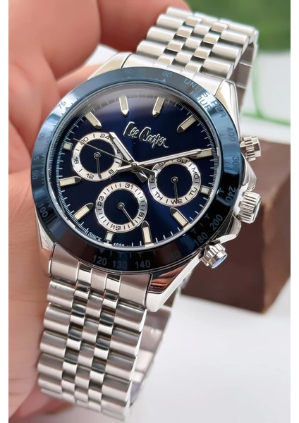 LC07963.390 Gümüş Renk Çelik Kordon Erkek Kol Saati 3ATM+BILEKLIK Gümüş-Mavi ZMLC016