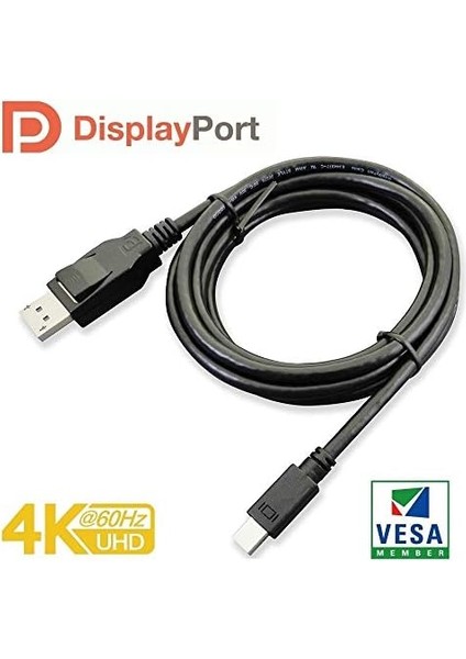 Dp 1.2 Vesa Sertifikalı Thunderbolt2 Destekli Mini Displayport To Displayport Kablo - 2m (ENTMDP1220)