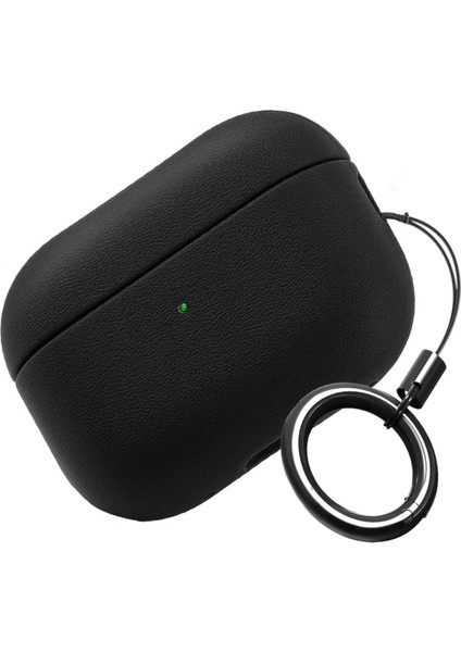 Airpods 4. Nesil ile Uyumlu Leather Skin Serisi Parmak Izi Tutmayan Dış Yüzeye Sahip ve Mükemmel Koruma Sağlayan Orta Sertlikte Silikon Kılıf (Siyah, Airpods 4)