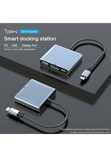 Type-C To Displayport (4k 120Hz&8K 60Hz) Pd USB 3.0 Görüntü Aktarıcı Macbook Ile Uyumlu/notebook Ile Uyumlu USB Hub Port Çevirici Adaptör