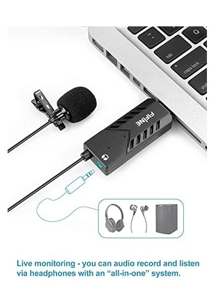 USB Mikrofon Lavalier Bağlantısı, Kondansatör Bilgisayar Mikrofonu, Ses Kartlı, Pc ve Mac Için - K053