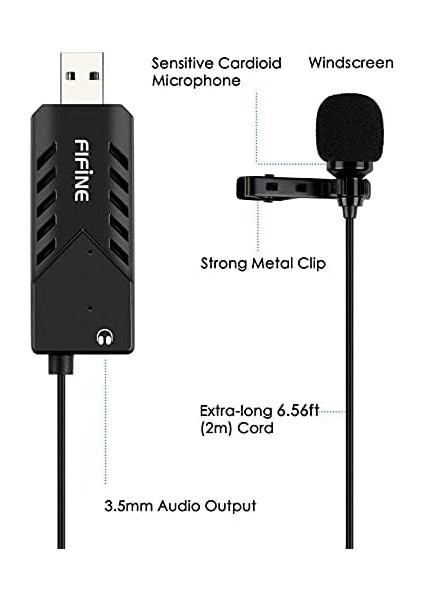 USB Mikrofon Lavalier Bağlantısı, Kondansatör Bilgisayar Mikrofonu, Ses Kartlı, Pc ve Mac Için - K053