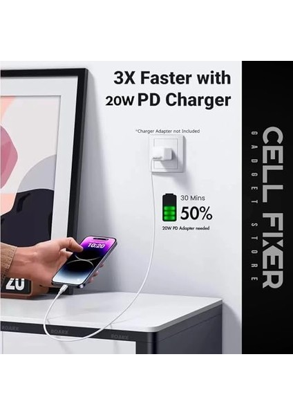 X188 27W Hızlı Sarj ve Dosya Aktarım Kablosu Type-C To Lightning 2 Metre