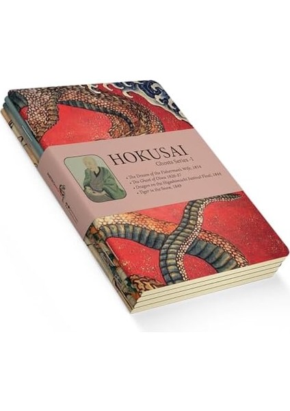 Ghosts Series I - A6, Hokusai 4'lü Defter Seti V, Çizgisiz, Toplam 192 Sayfa, Her Biri 48 Sayfa, Tel Dikiş, Esnek Kapak, Oval Kenar, Tuval Doku, 60 gram, Sarı Krem Renk