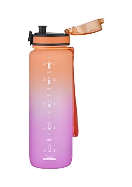 Fiftyfifty 1000ML Büyük Boy Çift Renk Softtouch Ff Collection Tritan Su Matarası Turuncu-Mor