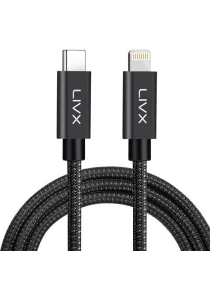 Horizontal 20W Type C To Lightning 1 Metre iPhone iPad Hızlı Şarj ve Data Kablosu Space Gray