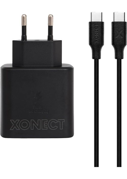 - Type-C Çıkışlı 25W Hızlı Şarj Adaptörü ve 1m Type-C To Type-C Kablo Seti