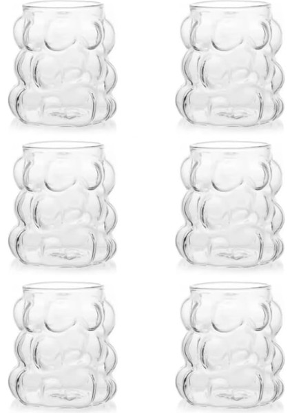 Home 75 ml 6'lı Üzüm Bardak Seti, Bubble Bardak, Bulut Bardak, Kahve Yanı Sunum Bardağı, Zarif ve Şık Tasarım, Içecek Sunumları Için Ideal