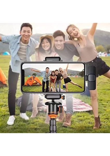 Type-C Kablosuz Cep Telefonu Için Gürültü Önleyicili Profesyonel Dış Mekan Mikrofonu USB C Girişli Vlog Canlı Yayın Youtuber Kablosuz Yaka Mikrofonu (Siyah)