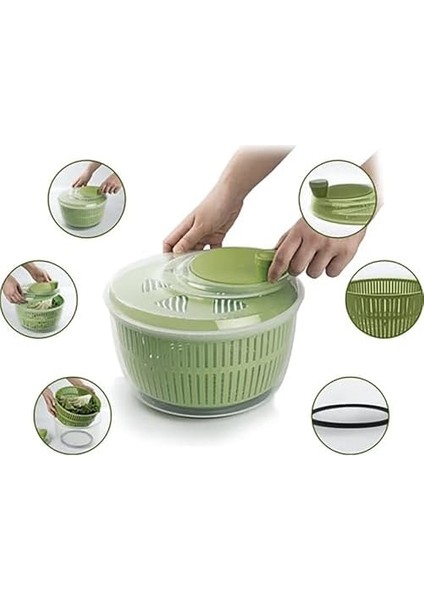 Çok Fonksiyonlu Sebze ve Meyve Kurutucu, 3 Renk Seçeneği, Silikon Kapak, Kurutma Haznesi ve Çıkarılabilir Halka (Yeşil)