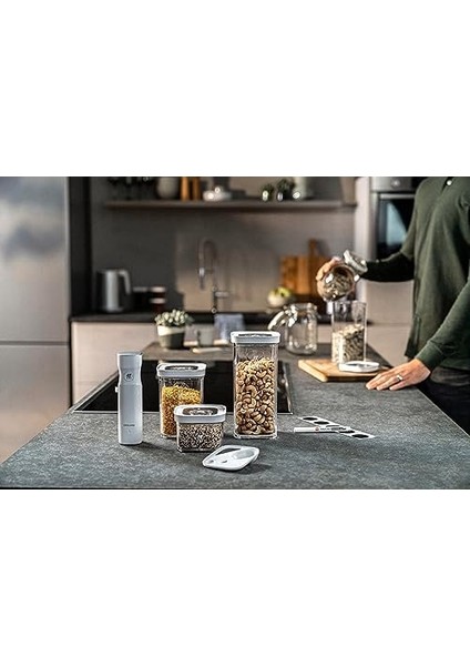 Fresh & S Cube Vakumlu Başlangıç Seti, Boyut S, 6 Parçalı Vakumlu Saklama Seti, 3 x Cube Kutuları S, Vakum Pompası, Ölçüm Kaşığı, Nfc Etiketleri Dahil