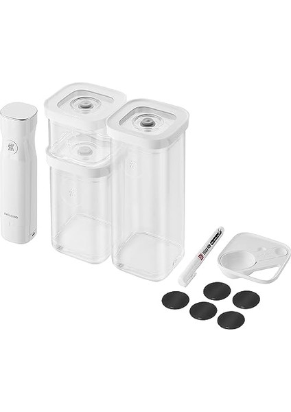 Fresh & S Cube Vakumlu Başlangıç Seti, Boyut S, 6 Parçalı Vakumlu Saklama Seti, 3 x Cube Kutuları S, Vakum Pompası, Ölçüm Kaşığı, Nfc Etiketleri Dahil