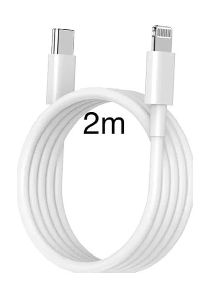 Type-C (Usb-C) To Lightning Şarj Kablosu 20W Data Transfer ve Hızlı Şarj Kablosu 2 Metre Beyaz iPhone 14/13/12/11 Pro Max Mini X/xr/xs/x/8/7/6/6s/se Plus Serileriyle Uyumlu Pd IPHONE