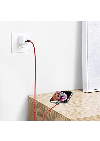 Zinc Magnetic, 2.4 A, USB - A & Lightning, Şarj & Data Aktarım Kablosu, Mıknatıs Uçlu & Işıklı, Hızlı Şarj, 1 Metre, Kırmızı, 30608