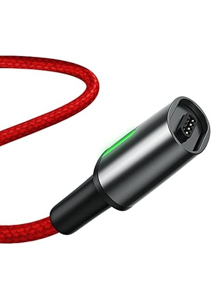 Zinc Magnetic, 2.4 A, USB - A & Lightning, Şarj & Data Aktarım Kablosu, Mıknatıs Uçlu & Işıklı, Hızlı Şarj, 1 Metre, Kırmızı, 30608