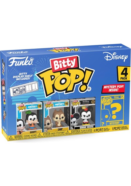 Bitty Pop! - Goofy, Chip, Minnie Mouse (Hands Folded) ve Sürpriz Mini Gizem Figürü - 2,2 cm Koleksiyon - Istiflenebilir Raf Dahil, Hediye Fikri, Hayranları