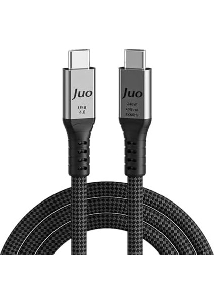USB 4.0 240W 40GBPS Thunderbolt 4 8k 60Hz Usb-C Görüntü Aktarım ve Type-C Hızlı Şarj ve Data Kablosu 2 Metre