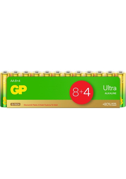 Batteries G-Tech Ultra Alkalin Kalem Lr6 - Aa Boy 1.5V Pil 12'li Shrink
