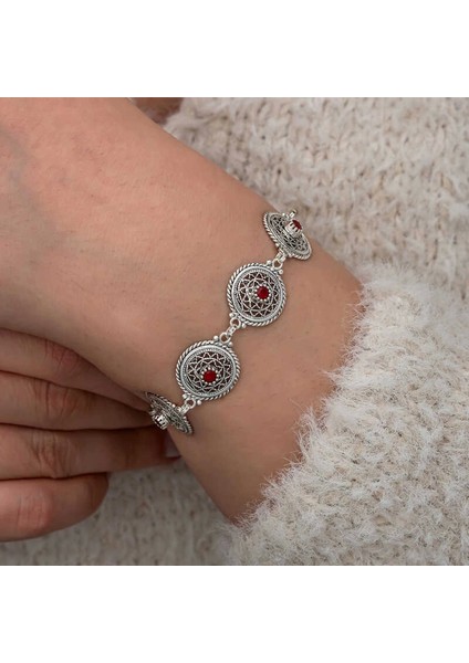 Gümüş Telkari Yakut Taşlı Kadın Bileklik fiyatları