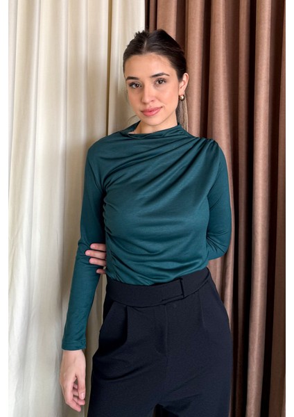 Kadın Drapeli Uzun Kol Bluz 6227