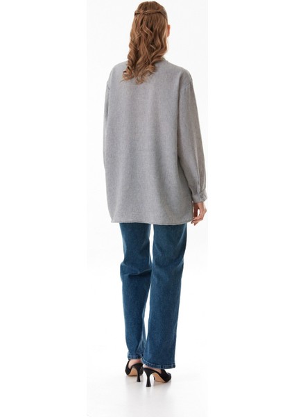 Kırçıllı Düğmeli Oversize Gömlek