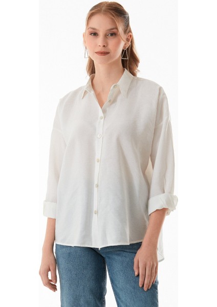 Basic Oversize Arkası Uzun Düğmeli Gömlek