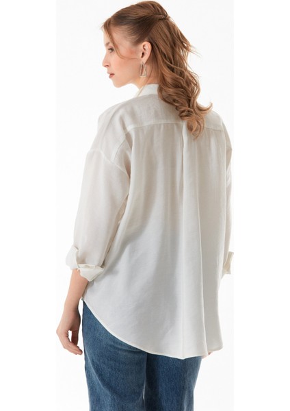 Basic Oversize Arkası Uzun Düğmeli Gömlek
