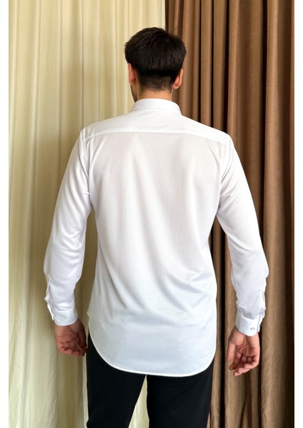 Erkek Örme Slimfit Uzun Kol Gömlek 501