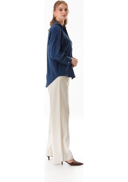 Basic Oversize Arkası Uzun Düğmeli Gömlek