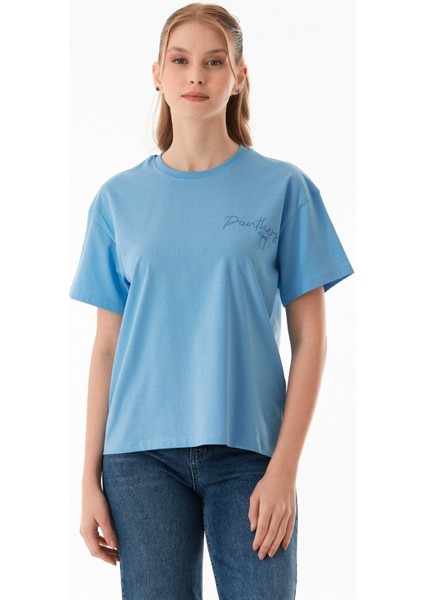 Önü ve Arkası Baskılı Bisiklet Yaka Tişört