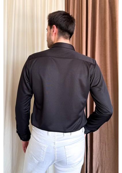 Erkek Örme Slimfit Uzun Kol Gömlek 501 fırsatları