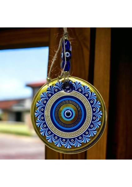 Altın Varak Nazar Boncuklu Duvar Süsü Cam Duvar Dekoru Tdrtr