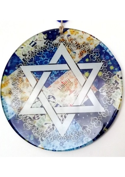 Davut Yıldızı Simgeli Füzyon Cam Duvar Süsü Tdrtr