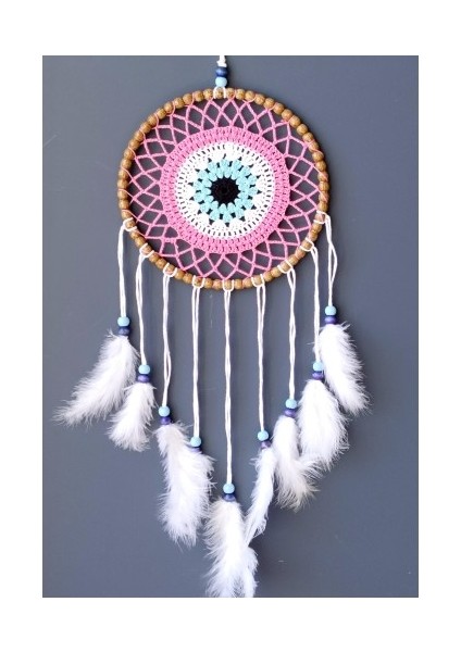 Nazar Boncuğu Motifli Düş Kapanı El Yapımı Pembe Duvar Süsü Tdrtr modelleri