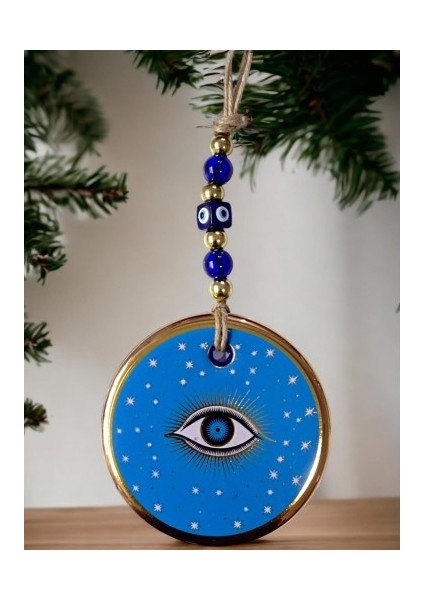 Mavi Renk Yıldız Motifli Gözlü Duvar Süsü Cam Duvar Dekoru Tdrtr fiyatları