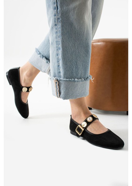 Lessy Süet Aksesuar Detaylı Düz Taban Günlük Kadın Babet modelleri