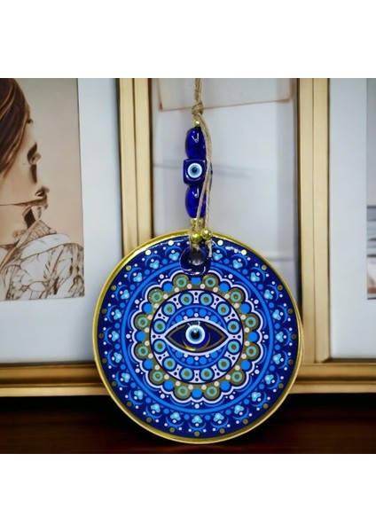 Yaldızlı Nazar Boncuklu Mavi Pembe Renkli Duvar Süsü Cam Duvar Dekoru Tdrtr fırsatları