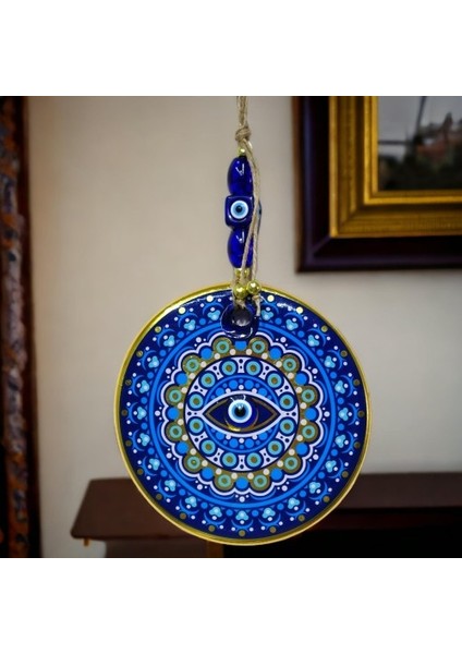 Yaldızlı Nazar Boncuklu Mavi Pembe Renkli Duvar Süsü Cam Duvar Dekoru Tdrtr indirimleri