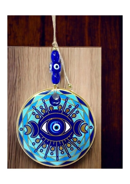 Tek Gözlü Piramit Desenli Nazar Boncuklu Duvar Süsü Cam Duvar Dekoru Tdrtr