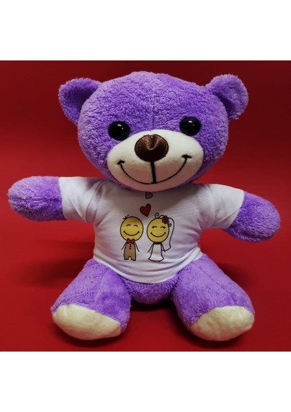 Aşık Çiftler Tişörtlü Mor Peluş Ayıcık Tdrtr
