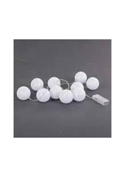 2m 10'lu Işıklı Beyaz Top Dekoratif Süs Pilli Tdrtr fiyatları