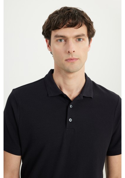 Pamuklu Slim Fit Dar Kesim Polo Yaka Jakarlı Esnek Tişört fırsatları